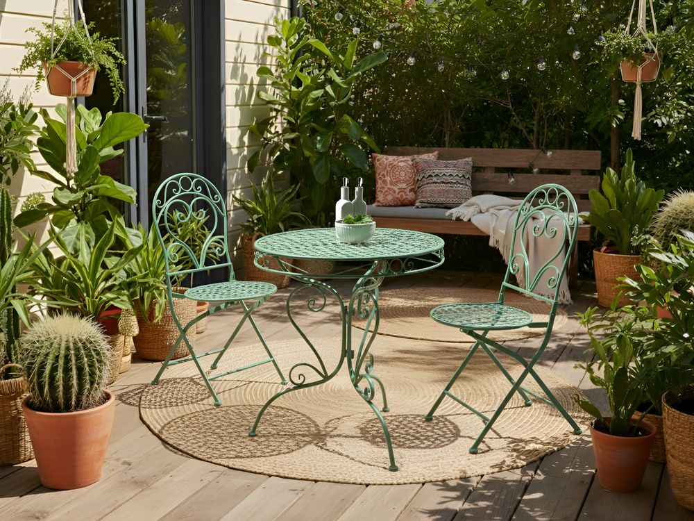 Bistro Set ALBINIA Metall Grün