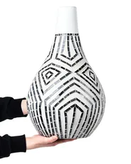 Dekovase OMBILIN 50 cm Keramik Weiß_849533