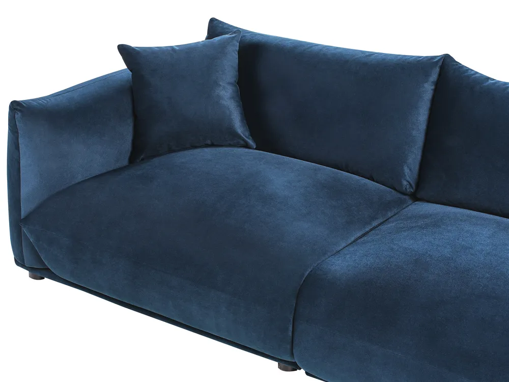 Bank 3-zits LUVOS Fluweel Donkerblauw_970587
