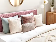 Dekokissen 2er Set YARROW 45 x 45 cm Samtstoff Beige Geometrisches Muster_1184707