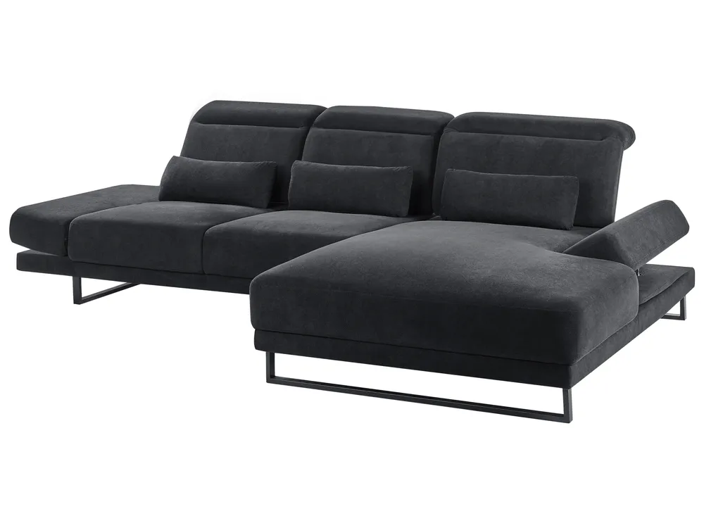 Corner Sofa 4 Seater IKAST Fabric Black Left Hand_959787