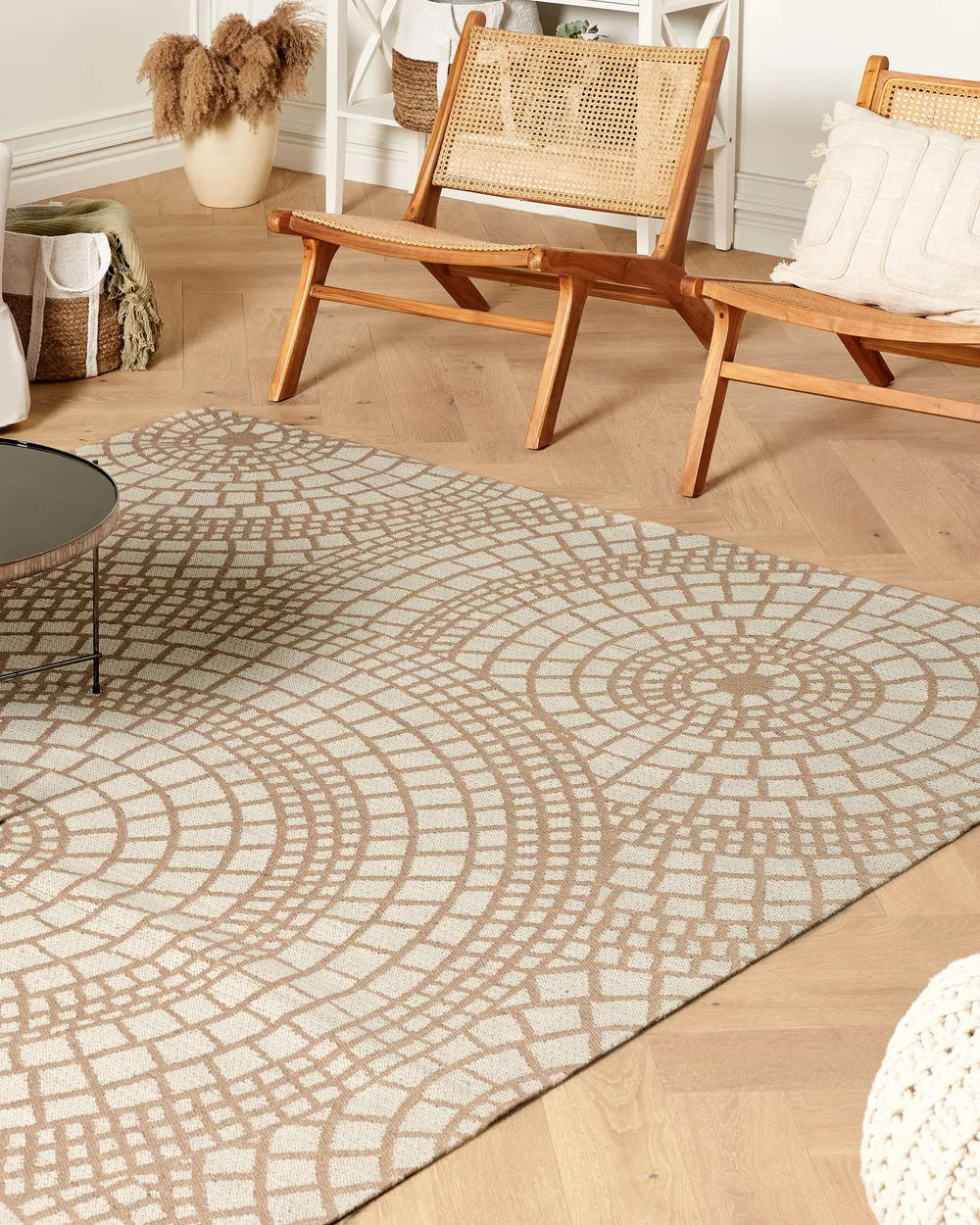 Teppich Jute beige / weiß verschiedene Größen ARIBA