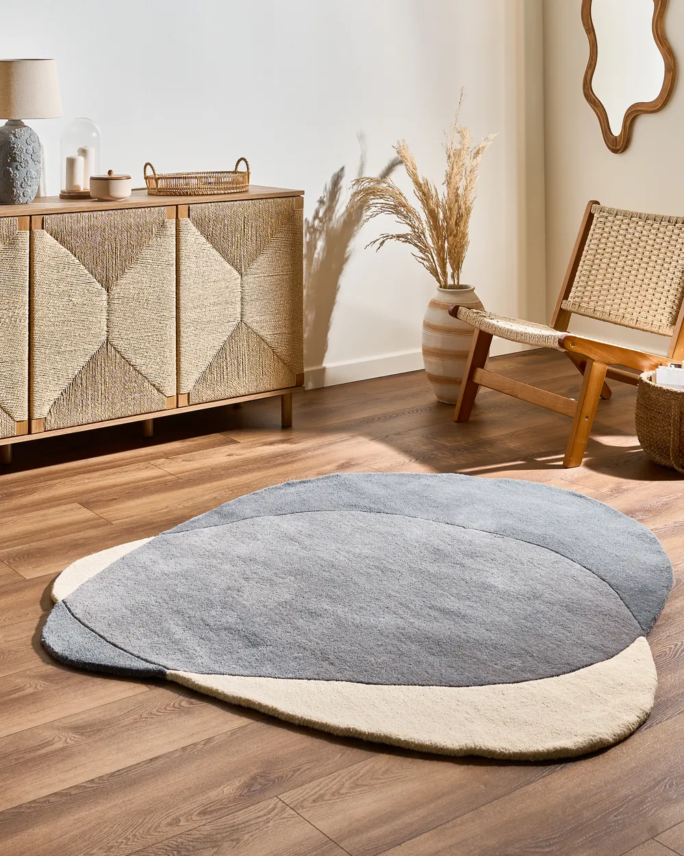 Teppich MYSURU Grau 160 x 160 cm Wolle