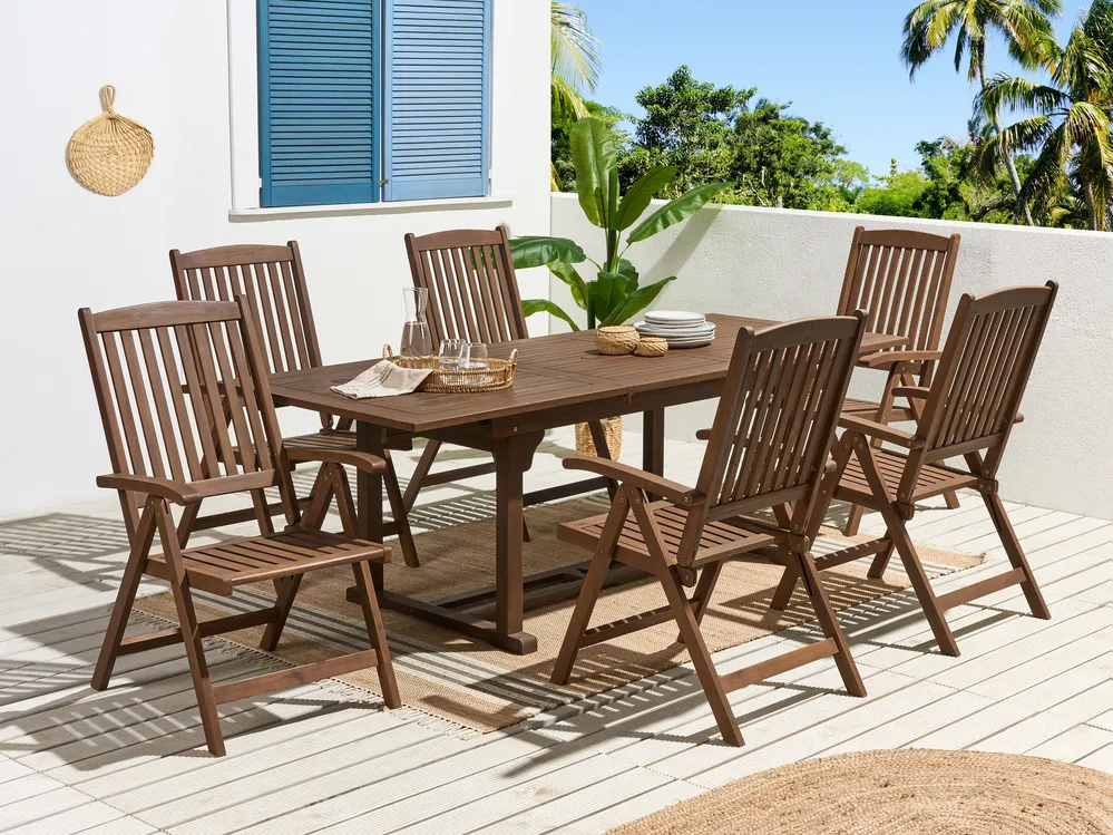Gartenmöbel Set 6-Sitzer AMANTEA Akazienholz Dunkelbraun