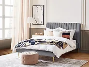 Bett mit Lattenrost Samtstoff MARVILLE 140 x 200 cm Grau_1178614