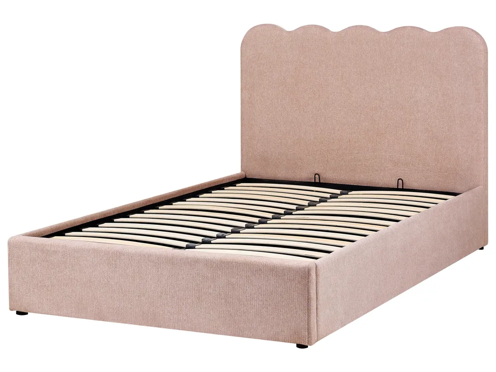 Bett mit Stauraum NANTERRE Stoff Pastellrosa 120 x 200 cm_1084562