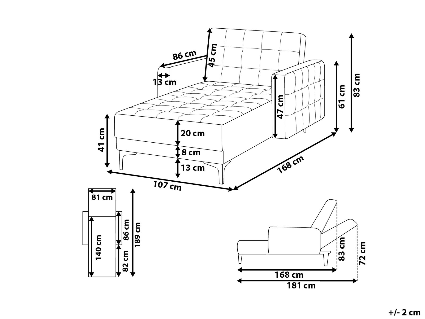 Chaise longue ABERDEEN Kunstleer Wit_1038801