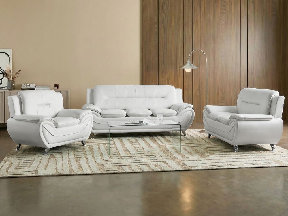 Sofa Set 6-Sitzer LEIRA Kunstleder Weiß