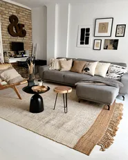 Dekokissen 2er Set PELLAEA 45 x 45 cm Baumwolle Hellbeige Geometrisches Muster_908661