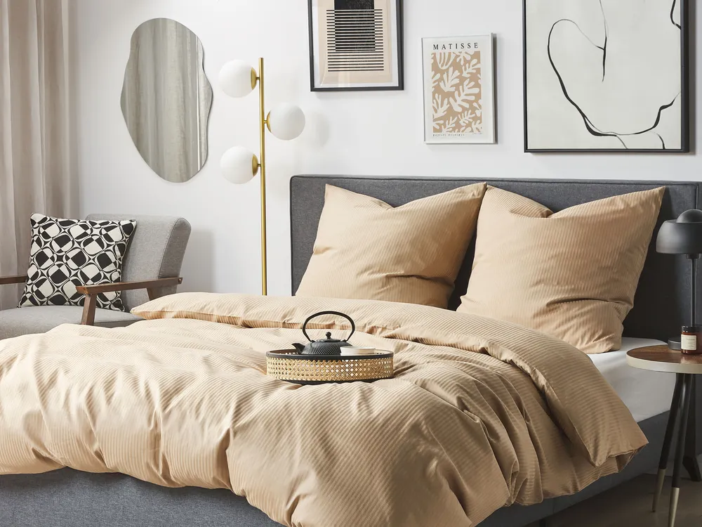 Ensemble de housses de couette AVONDALE 135 x 200 cm Satin de coton Beige_815138