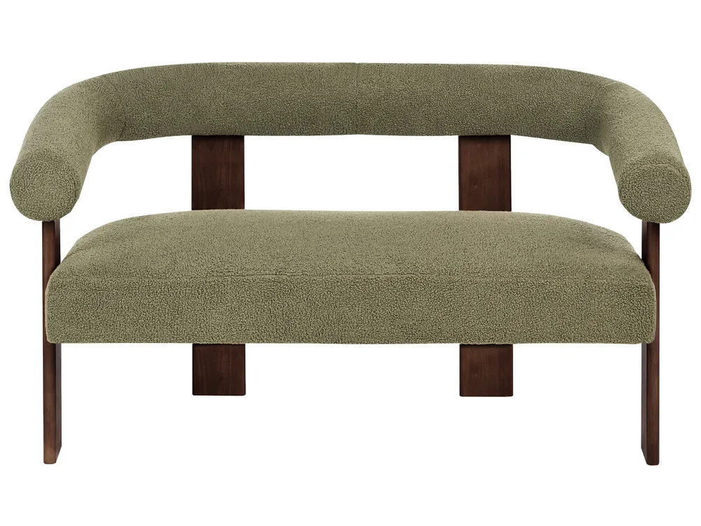Sofa 2 Seater ILBRO Boucle Green/ Dark Brown_984822