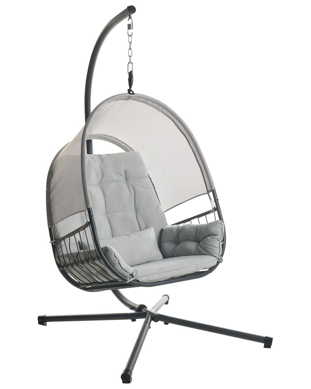 Hanging Chair with Stand ALVIANO Fabric Light Grey