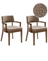 Set of 2 Dining Chairs DALBO Boucle Brown/ Taupe_1016041