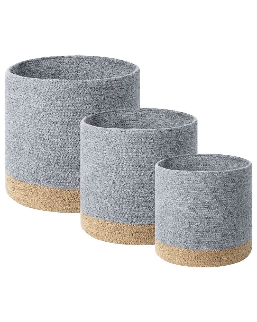 Set of 3 Baskets BASIMA Cotton Grey