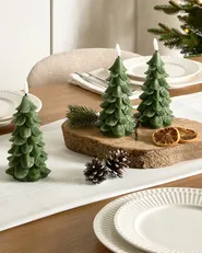 Set of 3 LED Candles VELOURA 16 cm Christmas Tree Green_1085080
