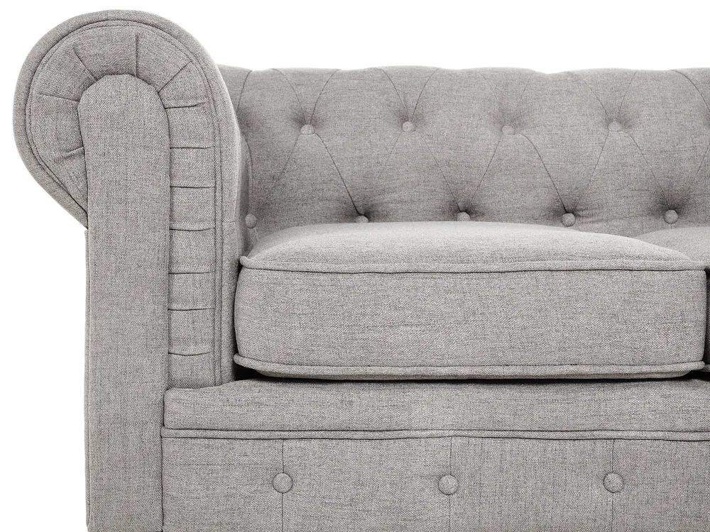 Living Room Set 4 Seater CHESTERFIELD Fabric Light Grey_797125