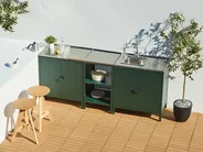 Outdoor-Küche 3er Set mit Spüle VILAMA Grün Metall_974299