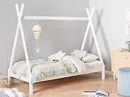 Kids Bed Teepee Pine Wood DEVAY 90 x 200 cm (EU Single) White_1185234