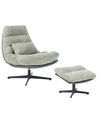 Swivel Armchair TOVIK with Footstool Chenille Light Green