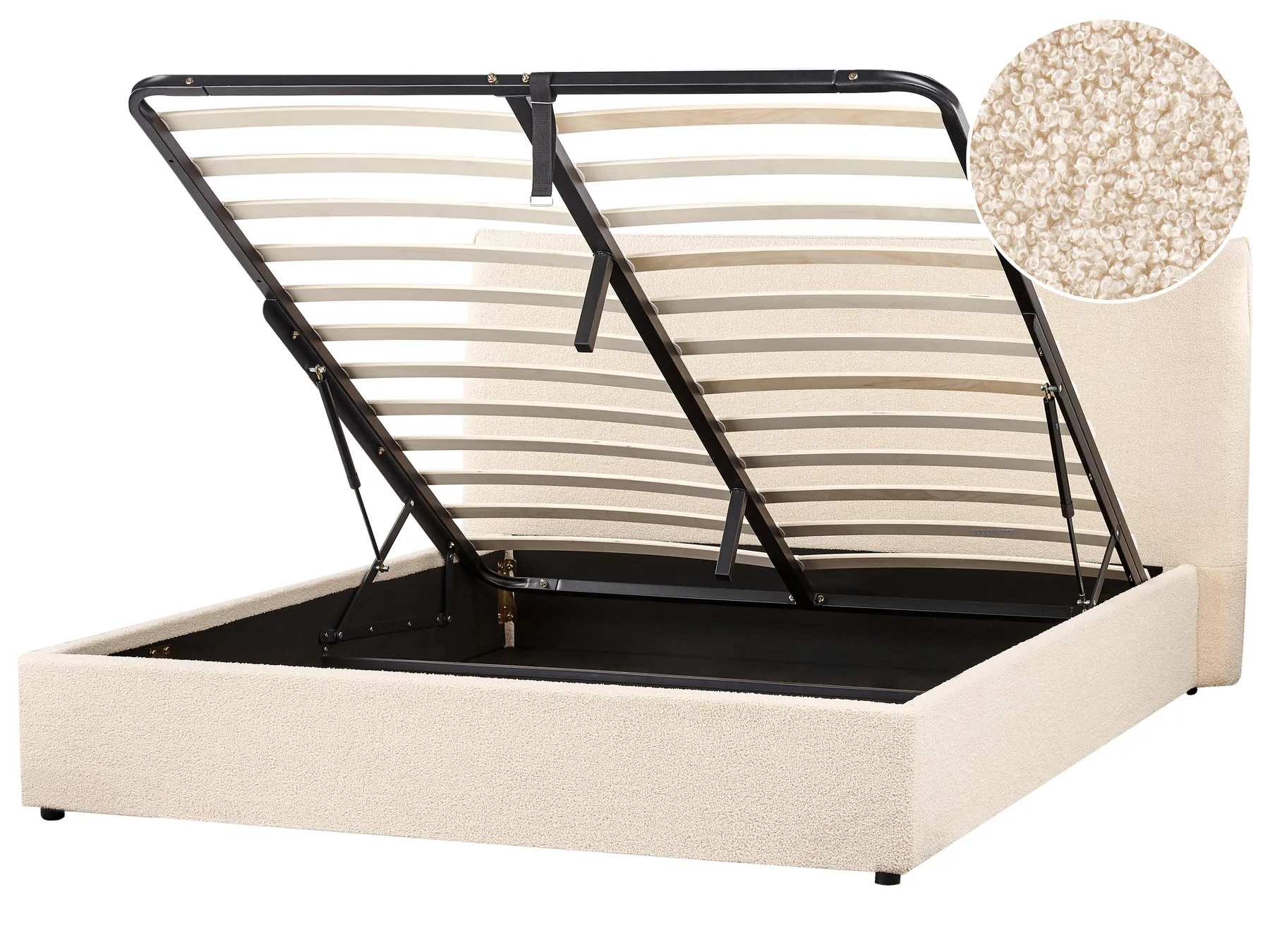 Bed met opbergruimte LAVAUR Bouclé Beige 160 x 200 cm_966022