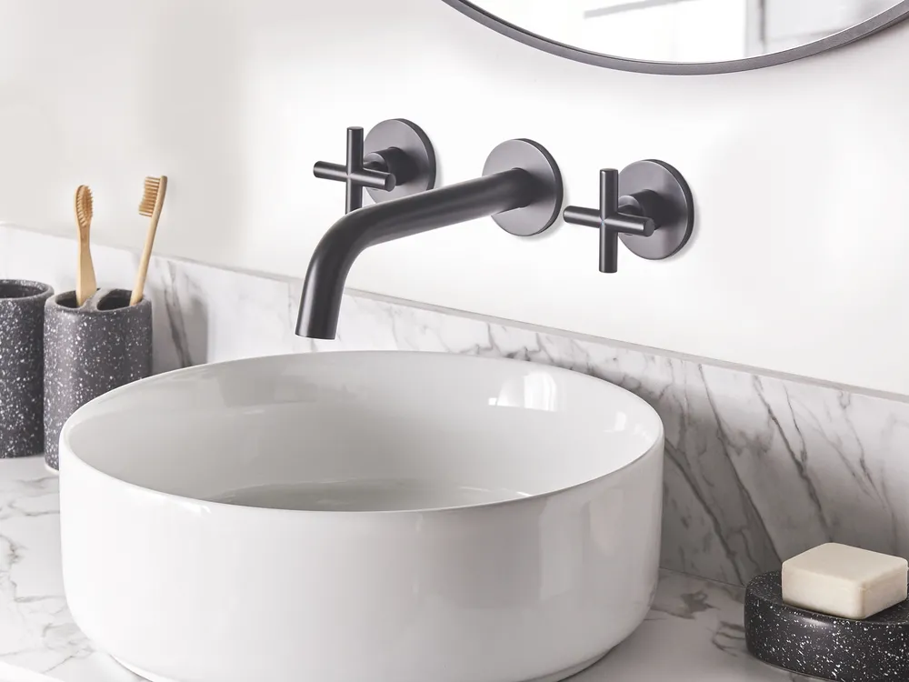 Mai & Mai Mitigeur Lavabo Blanc – Laiton Chromé, Cartouche Céramique, Hauteur 30,9 Cm, Installation Facile