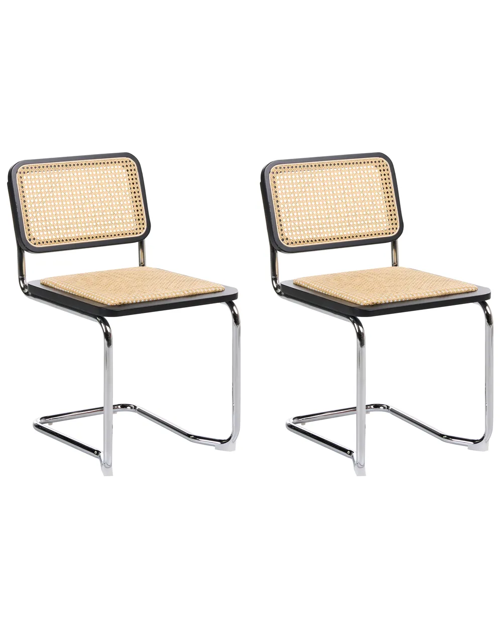 Esszimmerstuhl 2er Set CORDOVA Rattan Schwarz