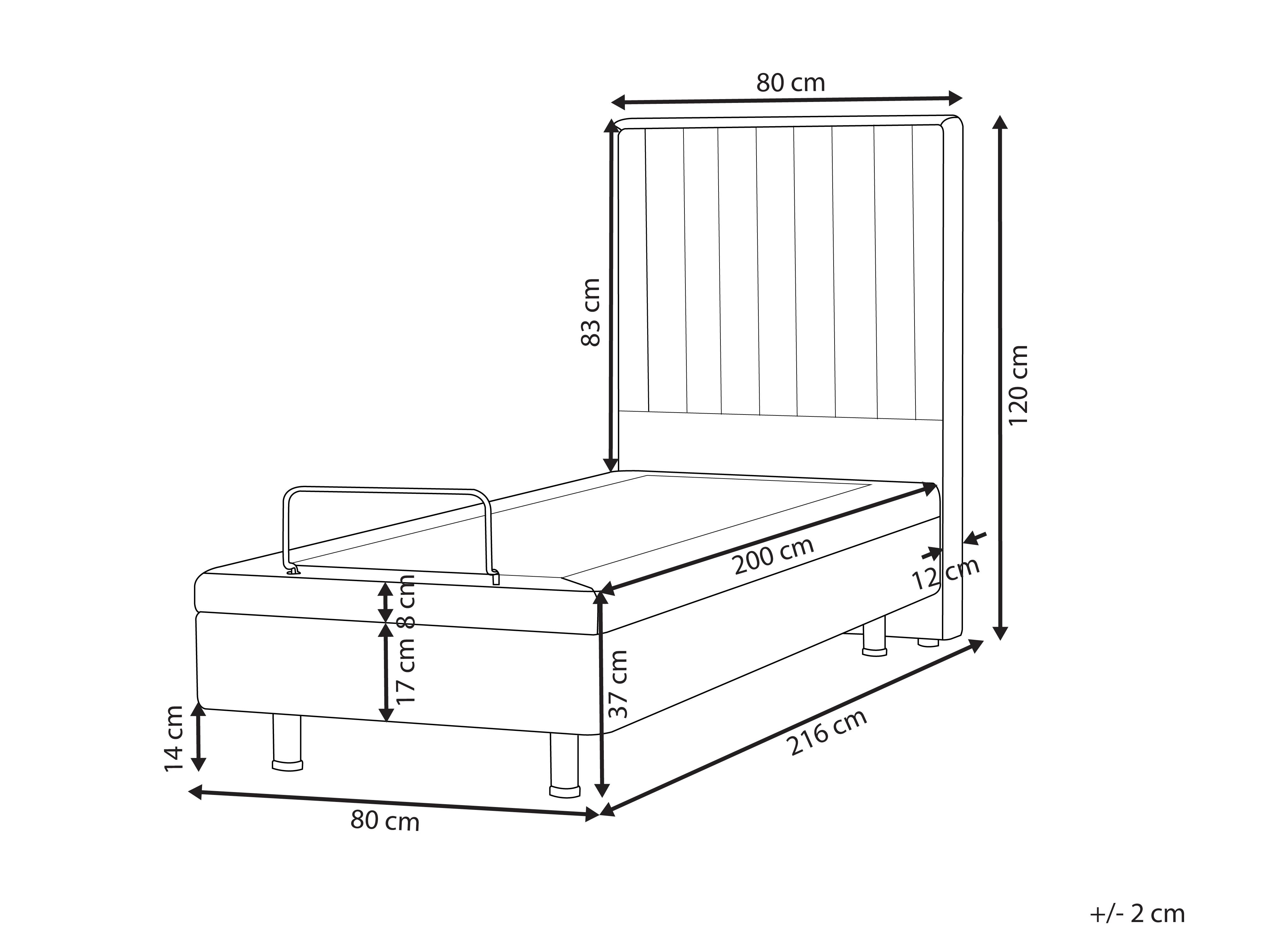 Adjustable Bed Fabric DUKE II 80 x 200 cm (EU Small Single) Beige_988342