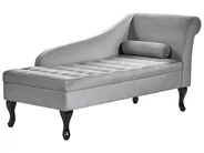 Rechtsseitige Chaiselongue PESSAC mit Stauraum Samtstoff Hellgrau_881795