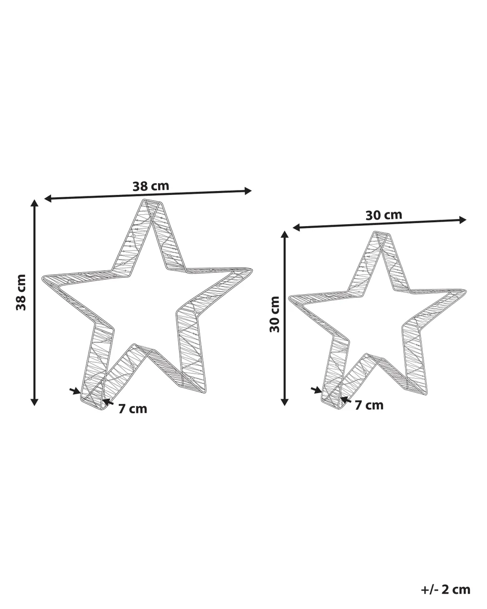 Set od 2 božićne ukrase LED ITALLA 30/38 cm Zvijezda Zlato_1169112