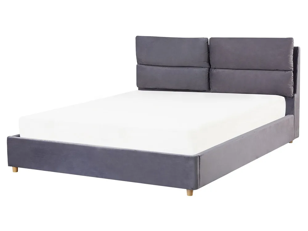 Postelja s prostorom za shranjevanje BATILLY Žamet Siva 160 x 200 cm_767994