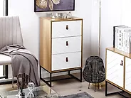 Kommode mit 3 Schubladen NUEVA Hellbraun / Weiß_1175103