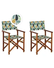 Set of 2 Garden Chairs CINE Acacia Wood Multicolour_819198