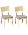Esszimmerstuhl 2er Set MINIER Holz Hellbraun / Grau