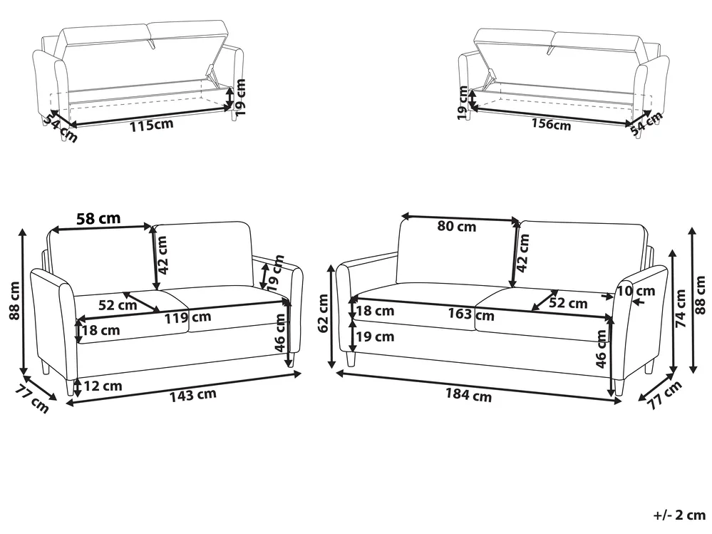 Sofa Set 5-Sitzer MARE Stoff Dunkelbraun_1100150