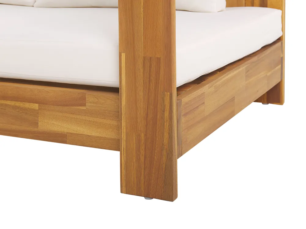 Garten Ecksofa 5-Sitzer MARETTIMO zertifiziertes Akazienholz Cremeweiß rechtsseitig_834023