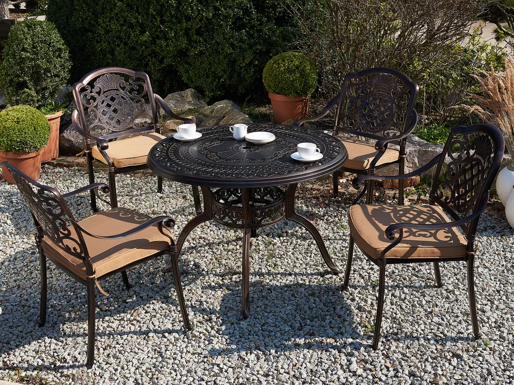 Gartentisch SALENTO 102 cm 102 cm Metall Dunkelbraun