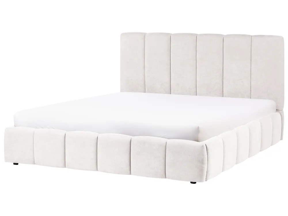 Bett mit Stauraum VAUVERT Stoff Cremeweiß 180 x 200 cm_1093278