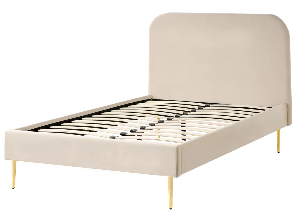 Bed Velvet FLAYAT 120 x 200 cm (EU Small Double) Light Beige_1024358