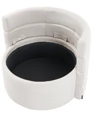Swivel Armchair RANDERS with Storage Fabric Off-White_1063321