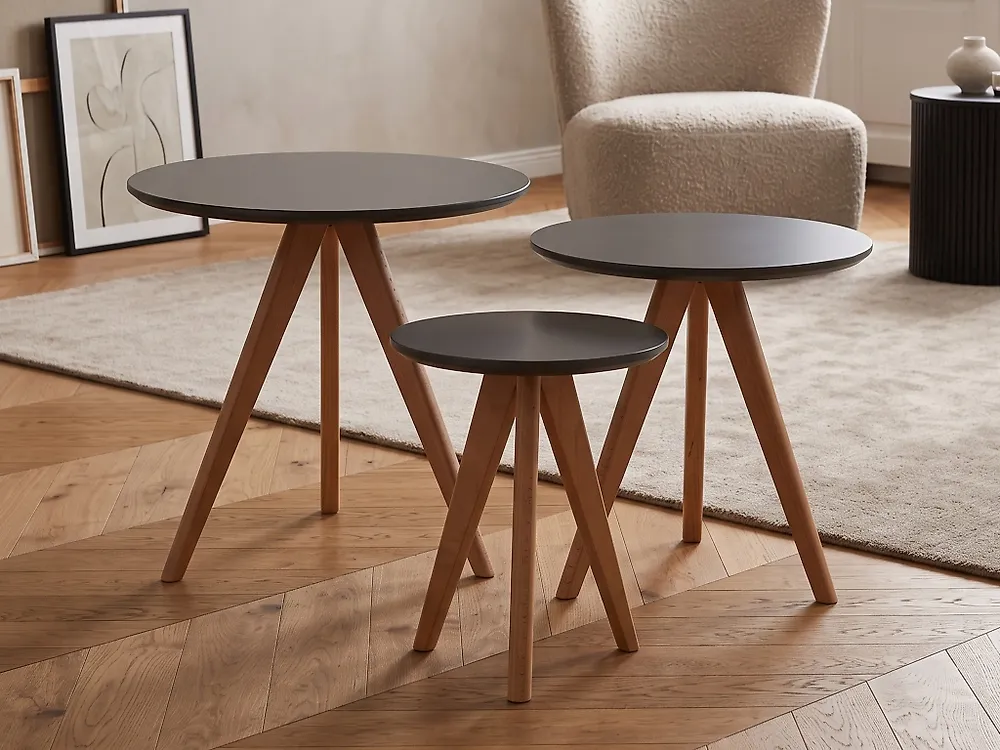 Set of 3 Coffee Tables VEGAS Grey_1179924