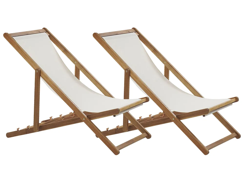 Set mit 2 klappbaren Liegestühlen ANZIO mit Ersatzstoffen Akazienholz Hellbraun