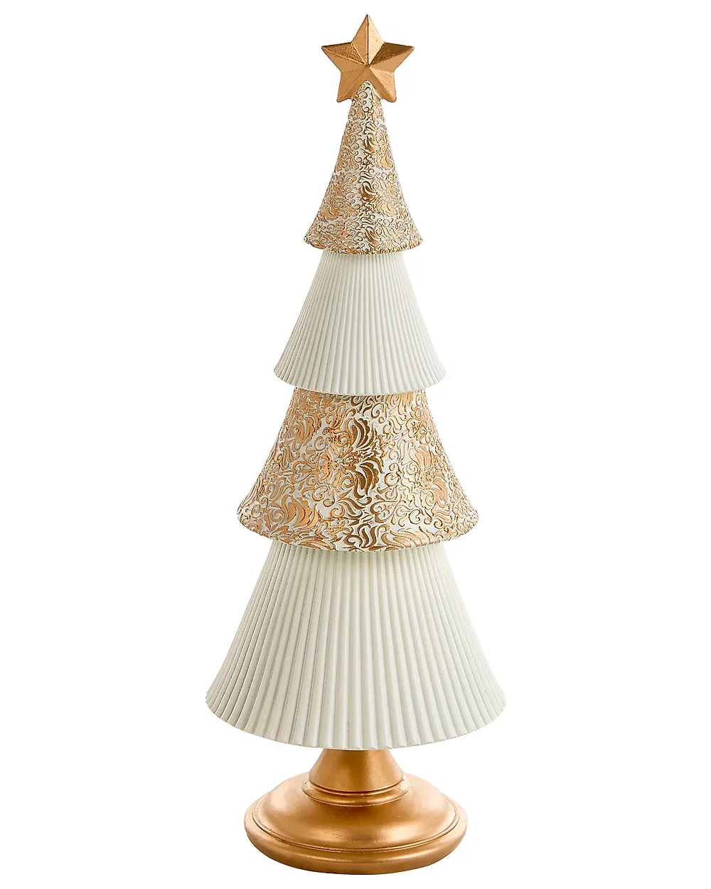 Weihnachtsdekoration 2er Set ASPO 32/41 cm Weihnachtsbaum Cremeweiß / Gold_1175717
