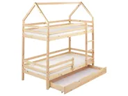 Hochbett mit Schubladen GIRGOLS Kiefernholz Hellbraun 90 x 200 cm mit Stauraum_967894