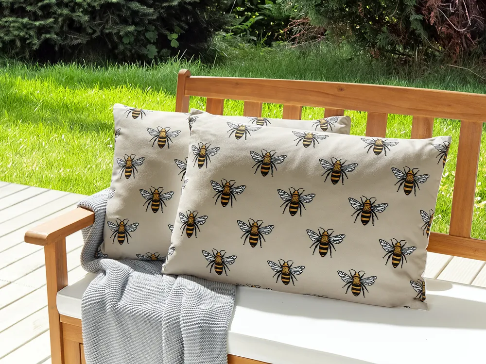 Gartenkissen 2er Set CANNETO Tiermuster 40 x 60 cm Beige