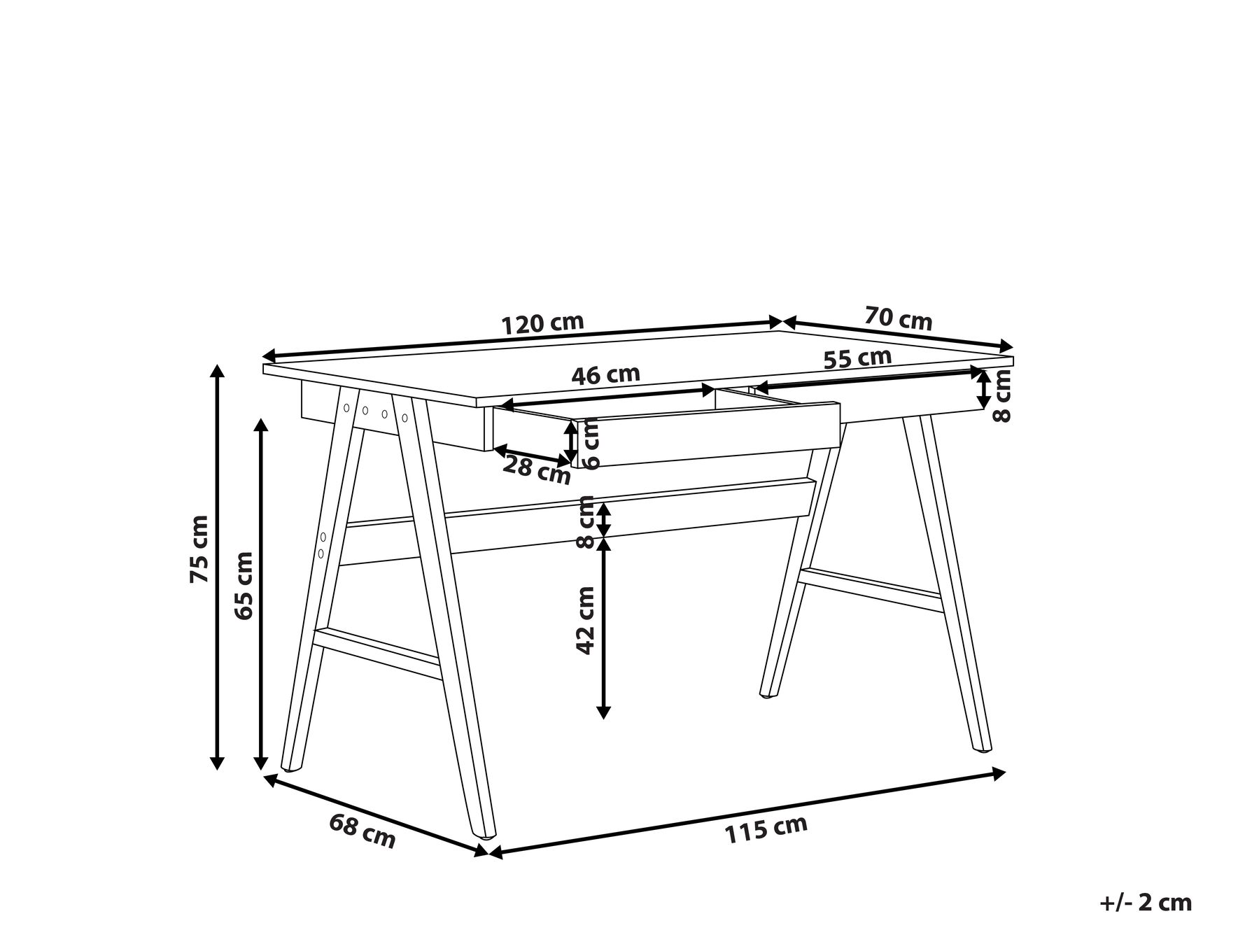 Schreibtisch SHESLAY 120 cm 70 cm mit Schubladen Hellbraun_810338