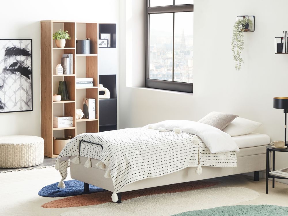 Lit réglable sans tête de lit Tissu DUKE II 80 x 200 cm Beige clair