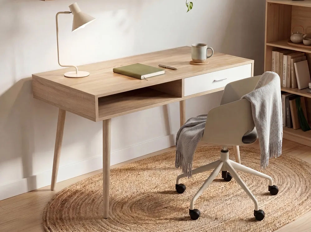 Schreibtisch DEORA 100 cm 48 cm mit Schubladen Hellbraun_1082687