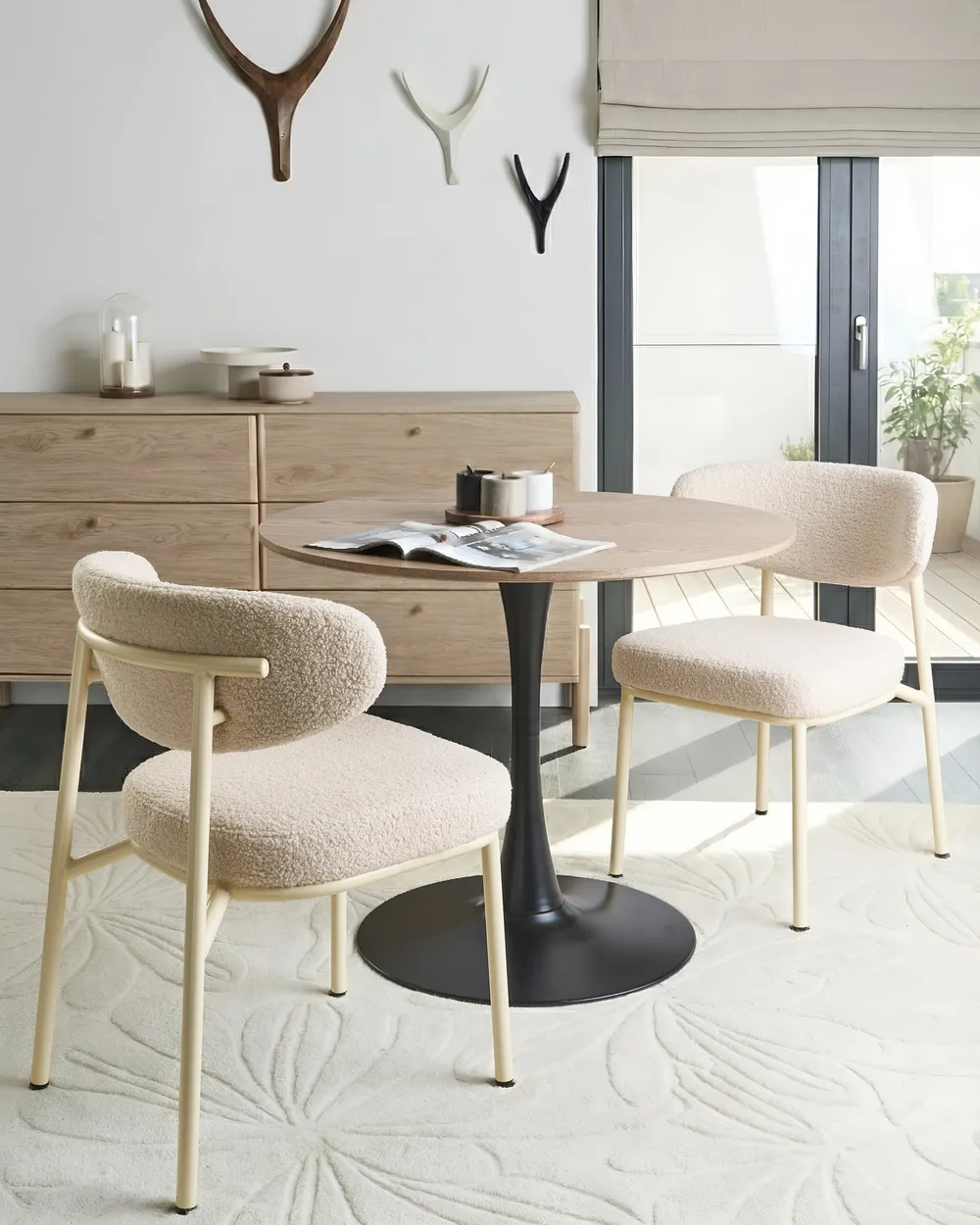 Esszimmerstuhl 2er Set UNITY Bouclé Hellbeige