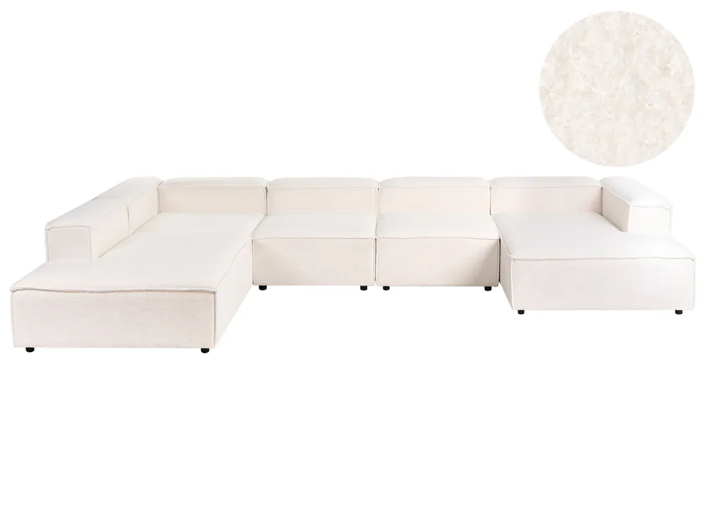 Modul Ecksofa 5-Sitzer ARDAL Bouclé Cremeweiß rechtsseitig