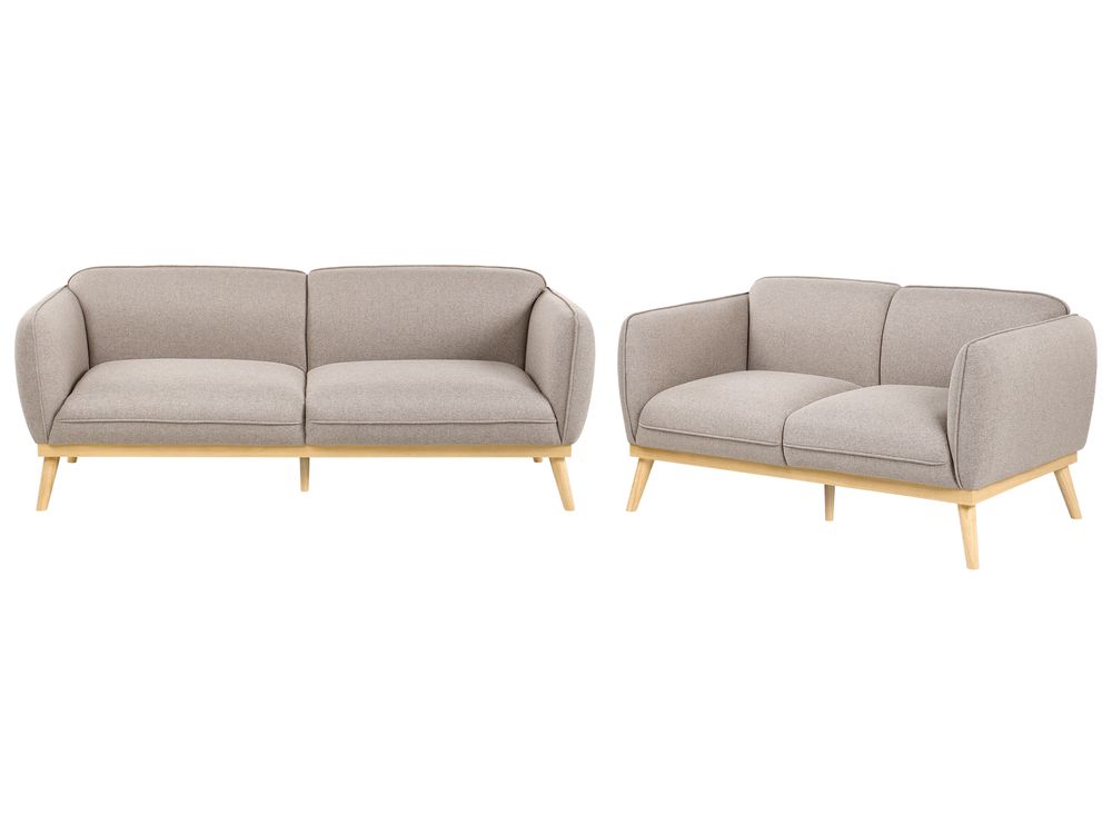 Living Room Set 5 Seater LJUNG Fabric Light Brown